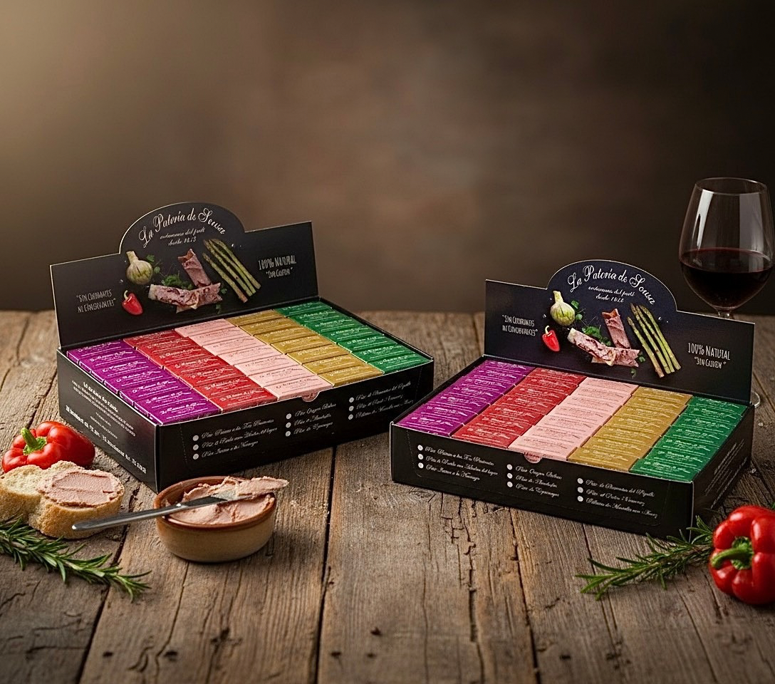 Caja de Paté Ibérico Rústico a las tres Pimientas 100% natural (caja 35 uds.) – 1,50€/ud. SIN GLUTEN.